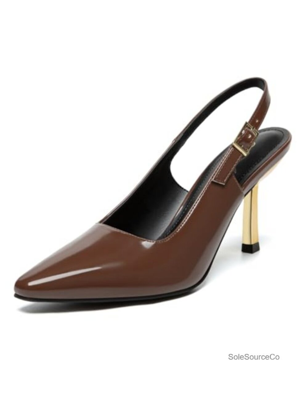 Patent Leather Square Toe Slingback Kitten Heels Pumps